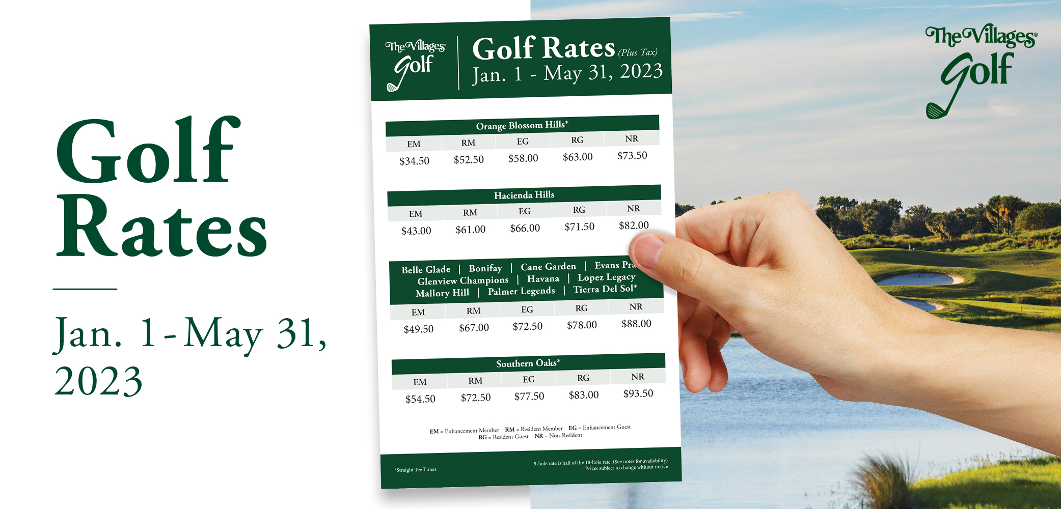 2023 Winter Golf Rates